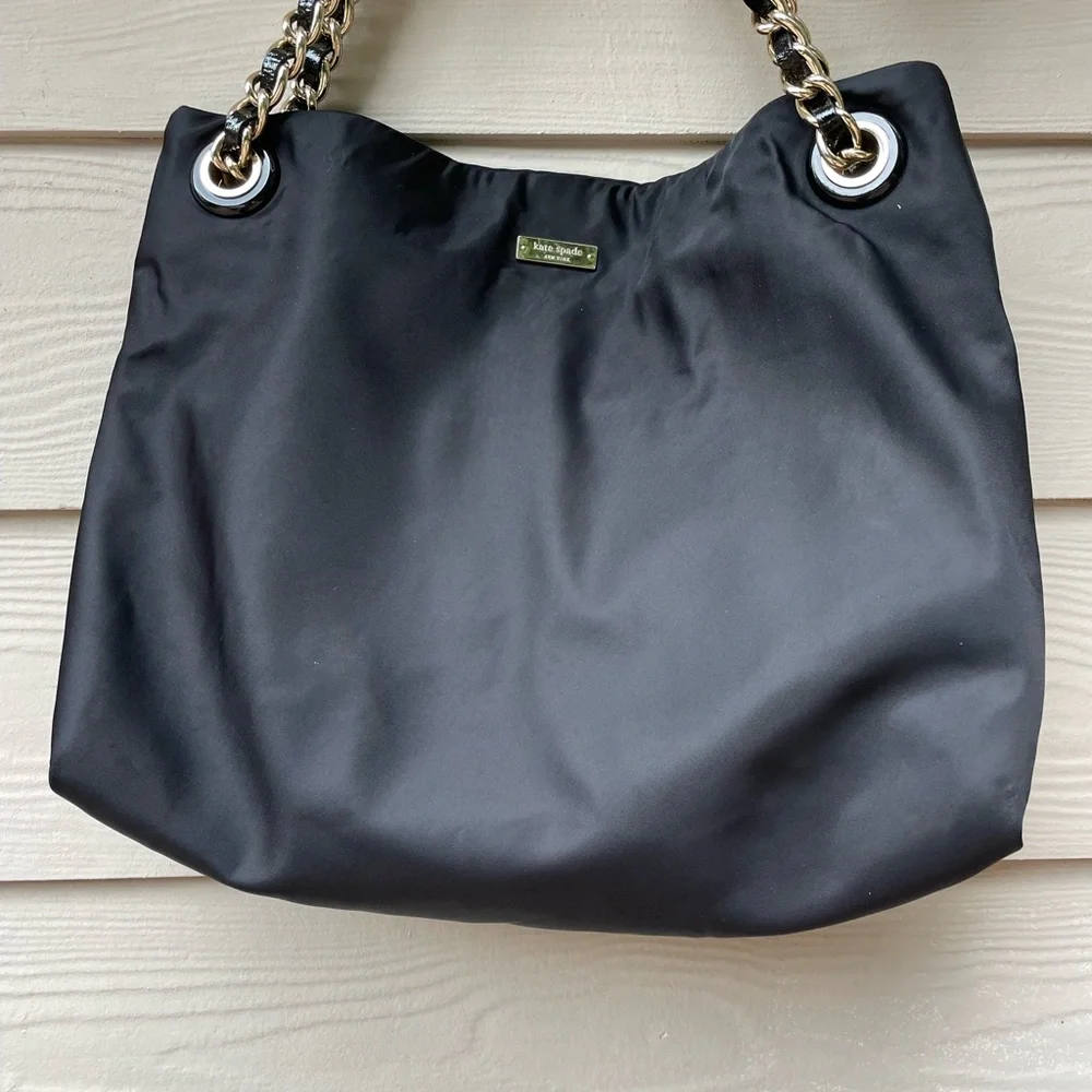 kate spade Black Tote with Gold Chain Handles